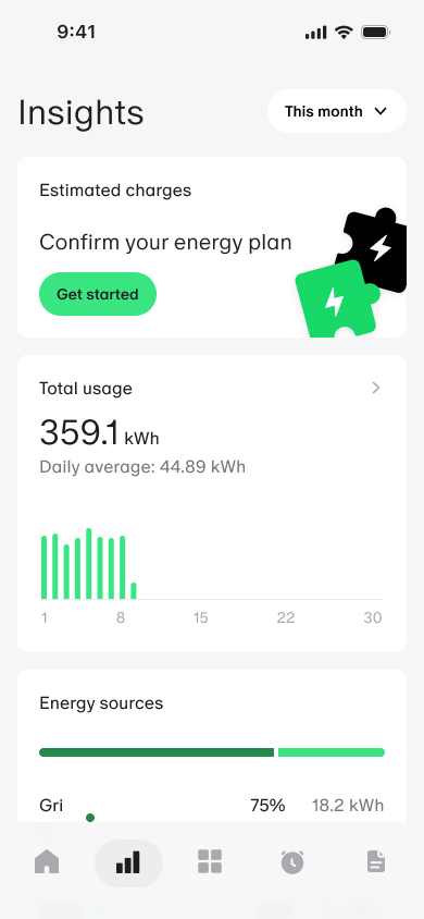 Basis home app screen