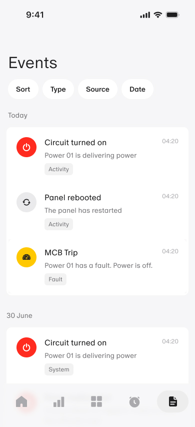 Basis home app screen