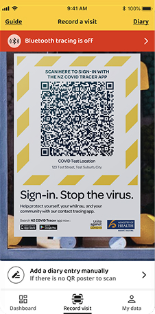 NZ COVID Tracer app screen